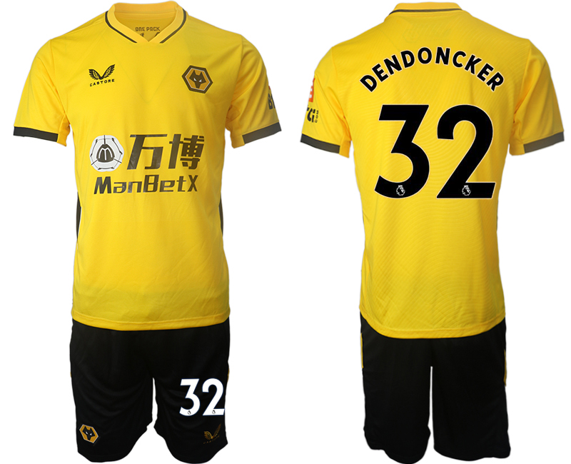 Men 2021-2022 Club Wolverhampton Wanderers home yellow #32 Soccer Jersey->other club jersey->Soccer Club Jersey